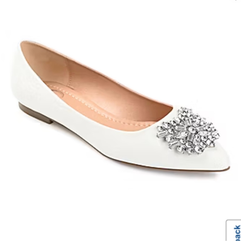 Journee Collection White Flats with Crystal Detail